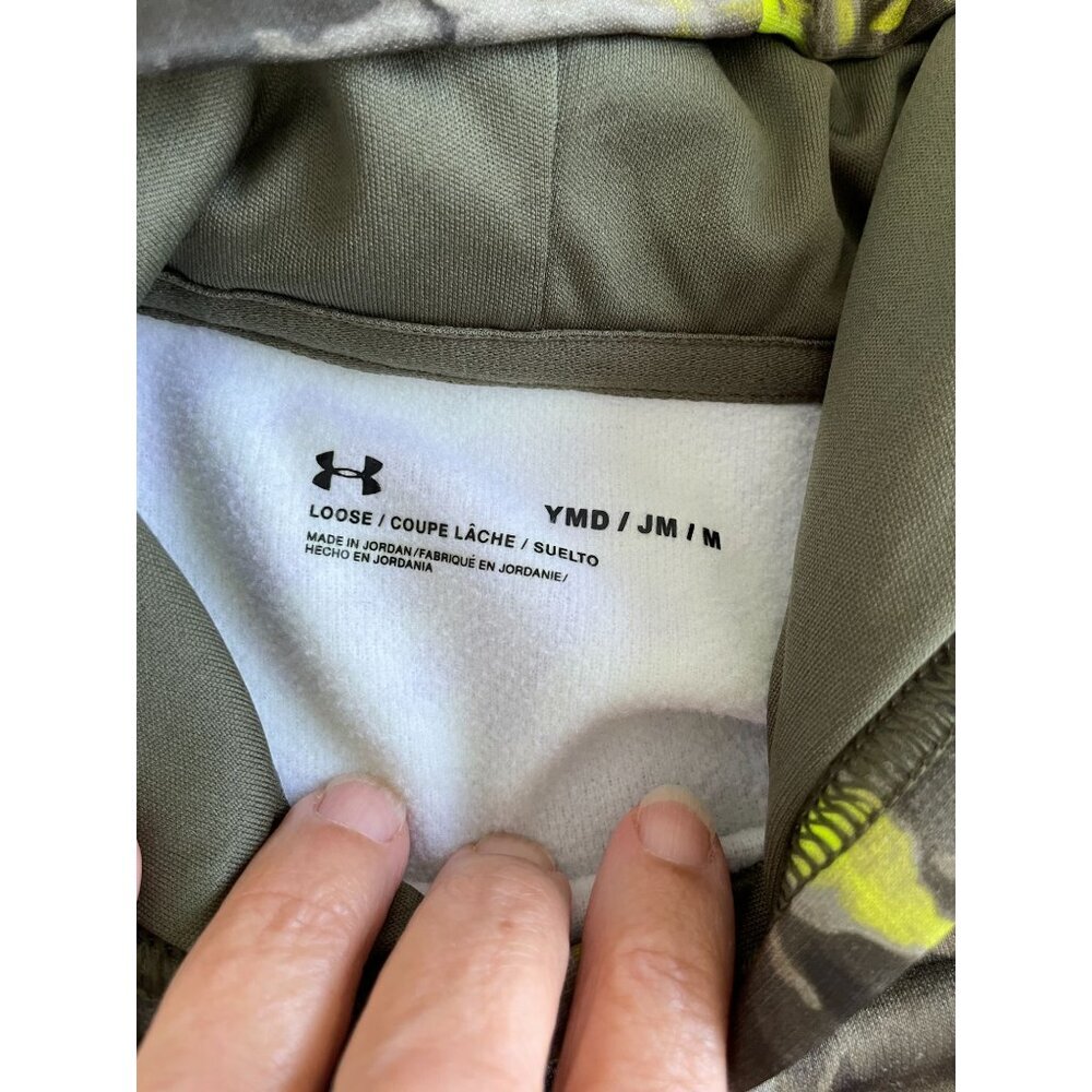 Under Armour Youth Loose Fit Camouflage Hoodie YMD Neon Yellow & Gray Pullover - Picture 6 of 12
